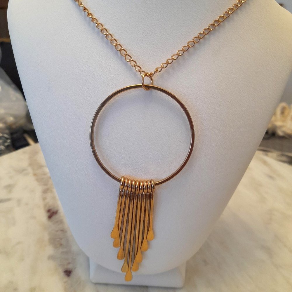 Vintage 36" Brass Necklace with Metal Tassel